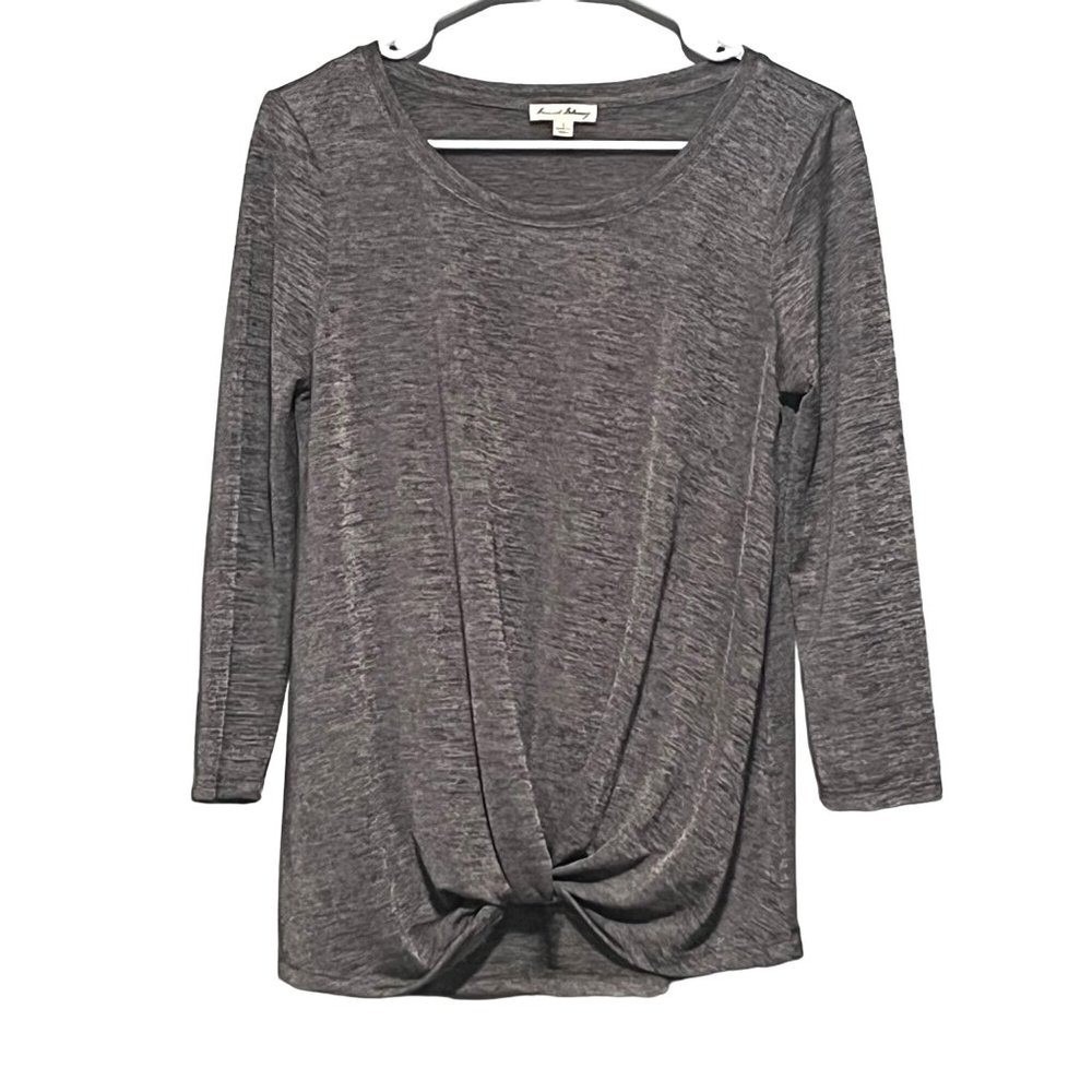 Jane and Delancey Top Womens Twist Front 3/4 Sleeve Scoop Neck Blouse Small